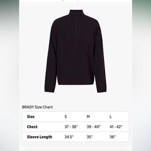 BRADY Men's Zero Weight 1/2 Zip NWOT SIZE Small